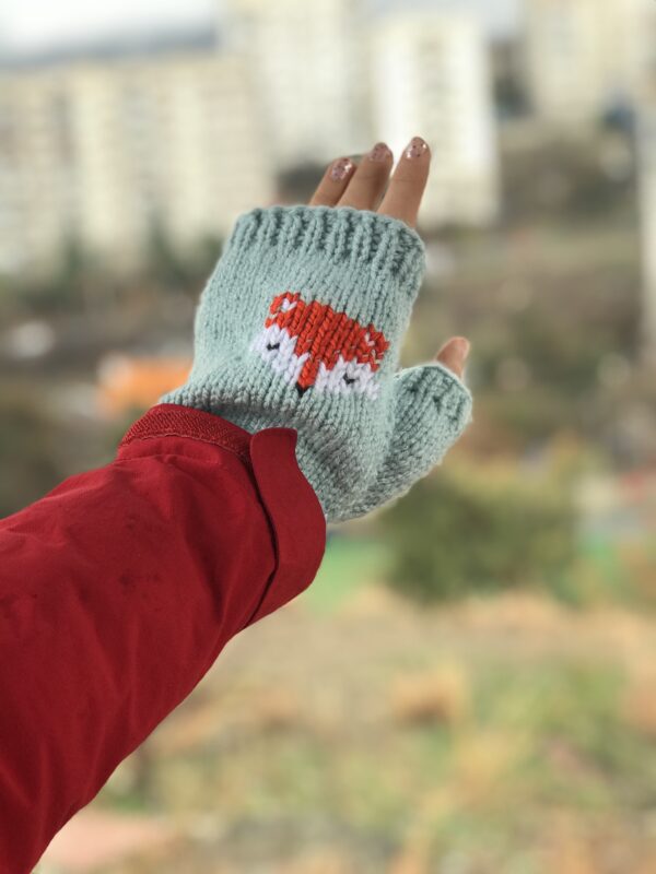 Fox Knit Fingerless Mittens - Image 7