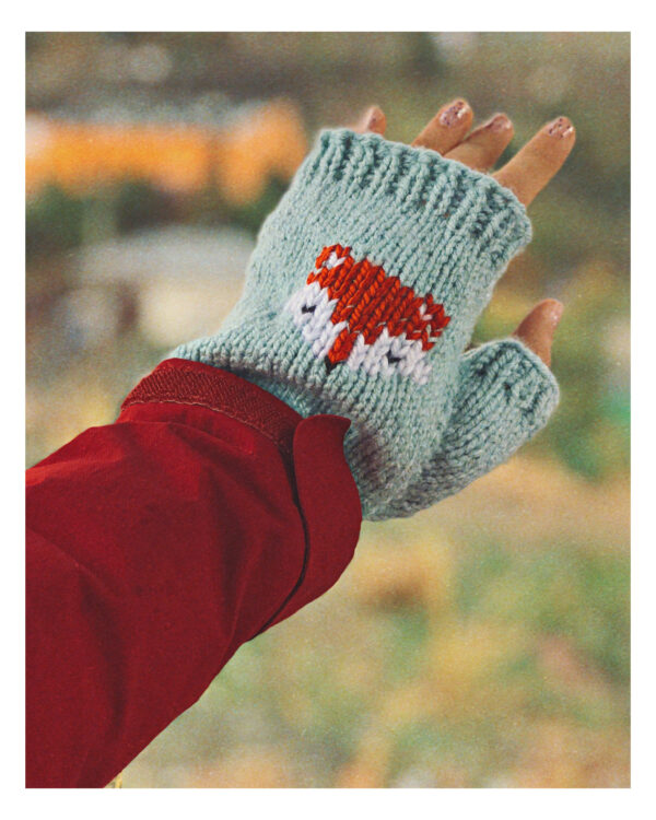 Fox Knit Fingerless Mittens