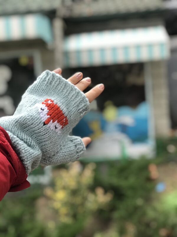 Fox Knit Fingerless Mittens - Image 3