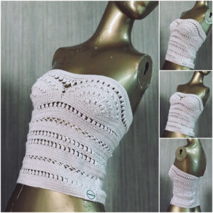 White Strapless Crochet Tube Top