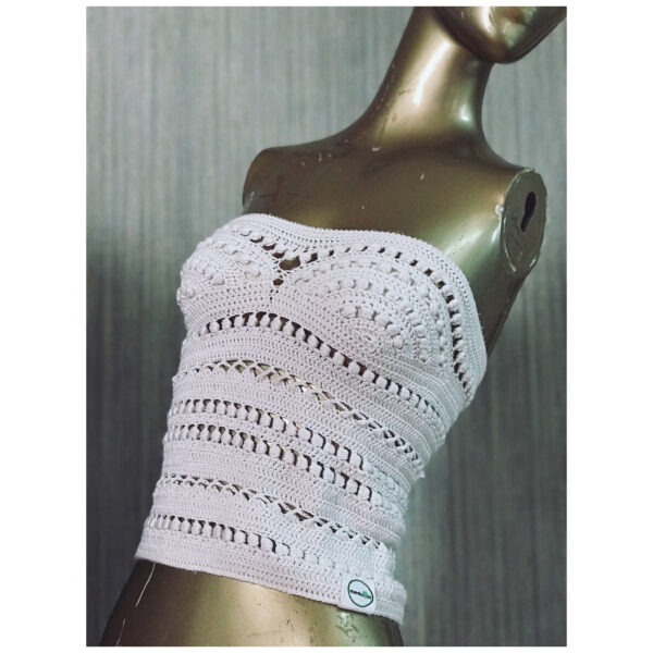 White Strapless Crochet Tube Top - Image 4