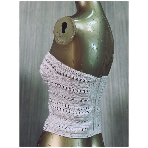 White Strapless Crochet Tube Top - Image 2