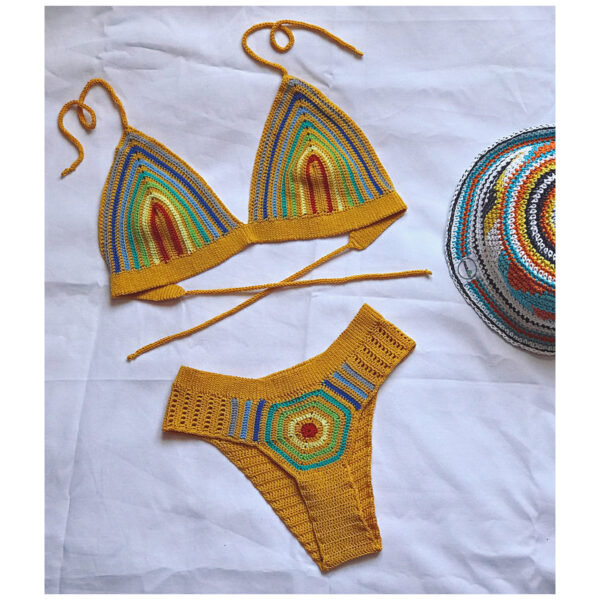 Sunburst Stripe Crochet Bikini Set - Image 7