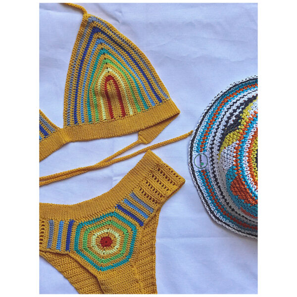 Sunburst Stripe Crochet Bikini Set - Image 6