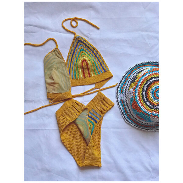 Sunburst Stripe Crochet Bikini Set - Image 5