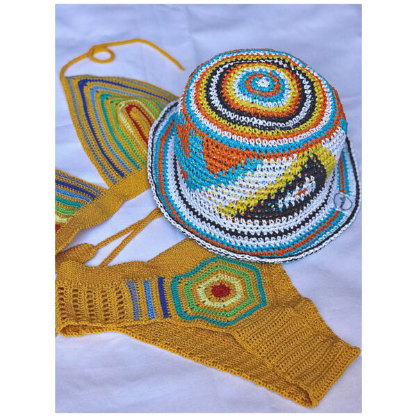 Sunburst Stripe Crochet Bikini Set - Image 3