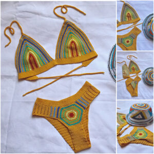 Sunburst Stripe Crochet Bikini Set
