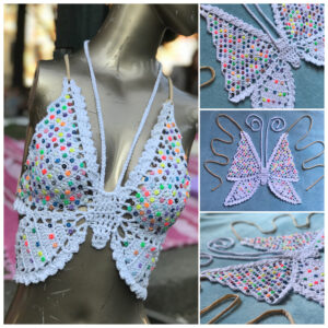 Butterfly Beaded Halter Top