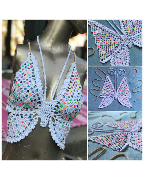 Butterfly Beaded Halter Top