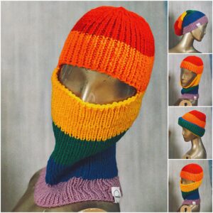Rainbow Ribbed Balaclava