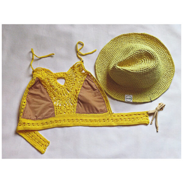 Golden Sunburst Crochet Halter Top - Image 7
