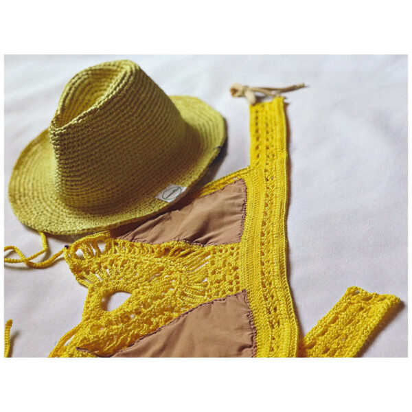 Golden Sunburst Crochet Halter Top - Image 5