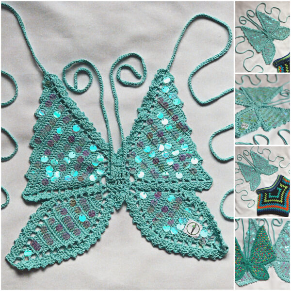 Sequin Beaded Butterfly Crochet Tops - Image 11