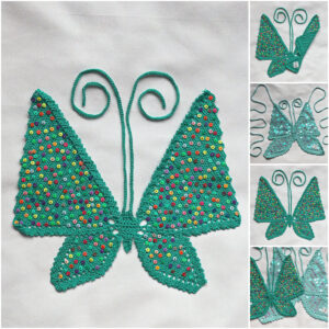 Sequin Beaded Butterfly Crochet Tops