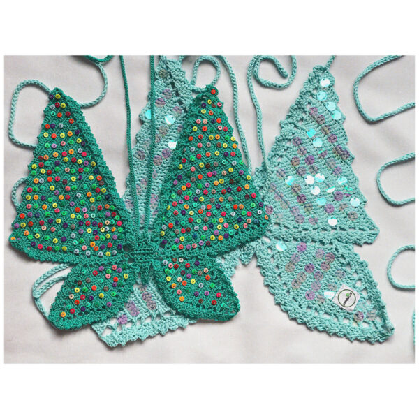 Sequin Beaded Butterfly Crochet Tops - Image 2